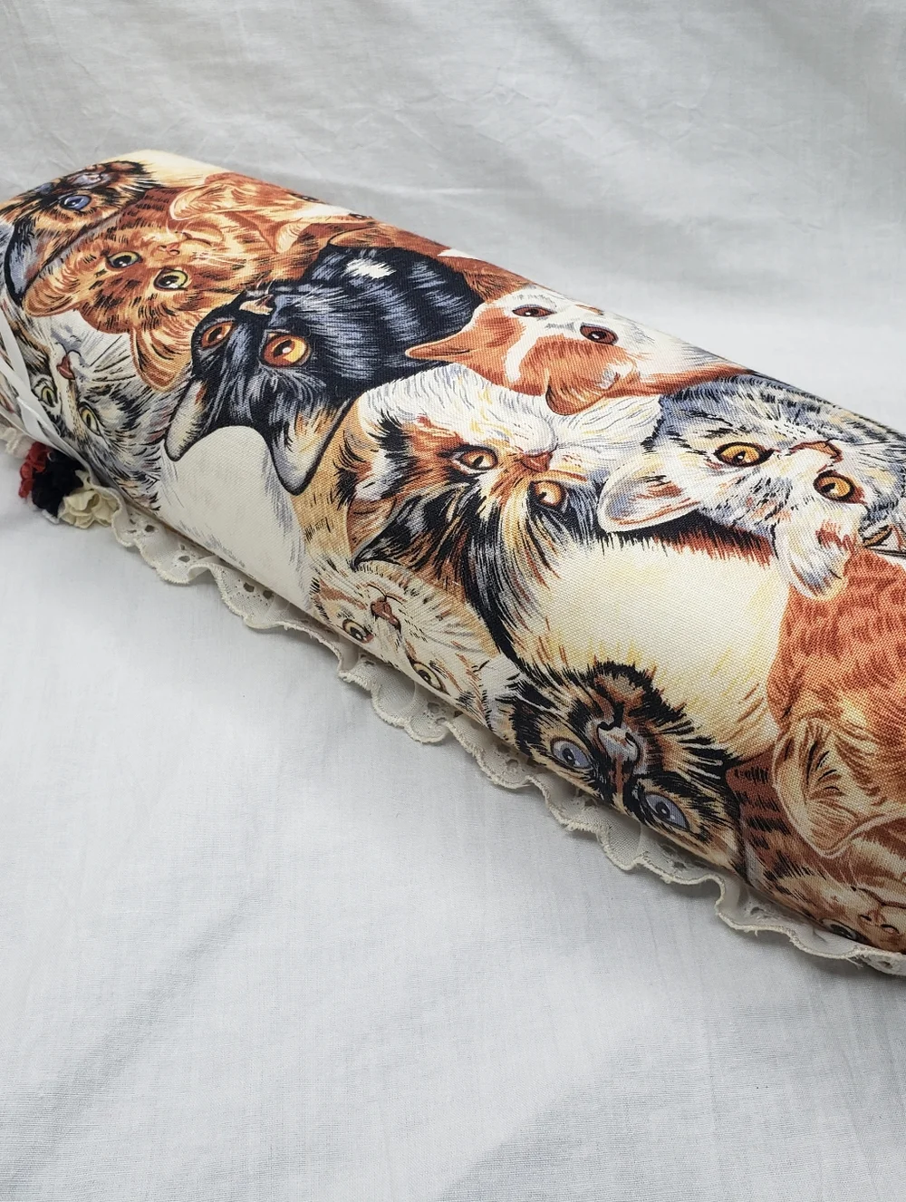Vintage Handmade Fabric And Plastic Divided Makeup Organizer